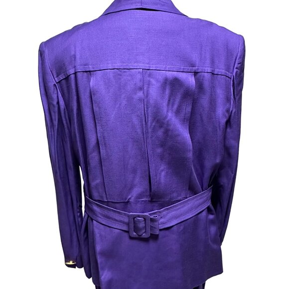 Vintage 1980s Christian Dior Purple Power Suit Women’s Size 16 Blazer Skirt Set - Picture 11 of 16